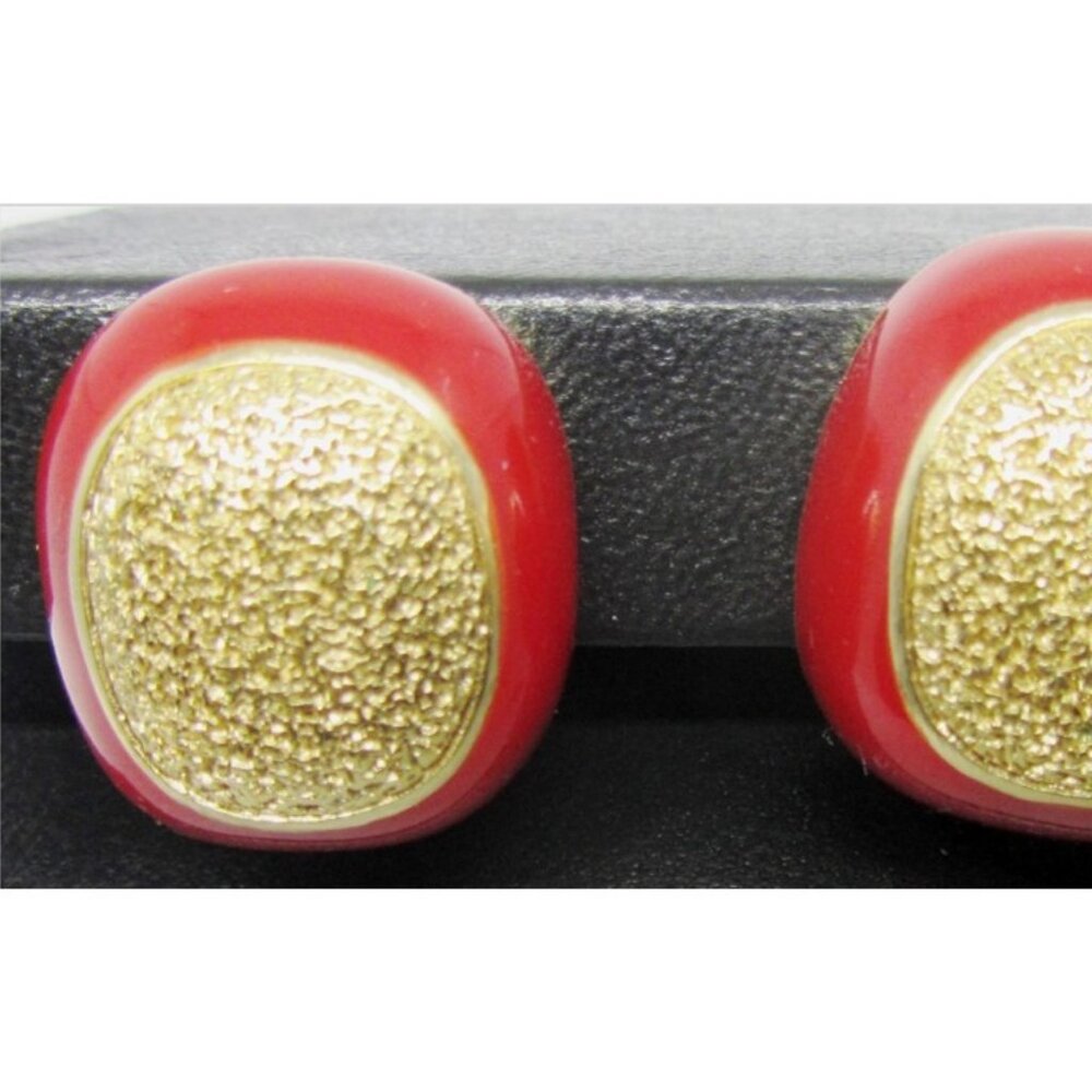 BEAUTIFUL VINTAGE ORENA PARIS RED & GOLD CLIP EARRINGS